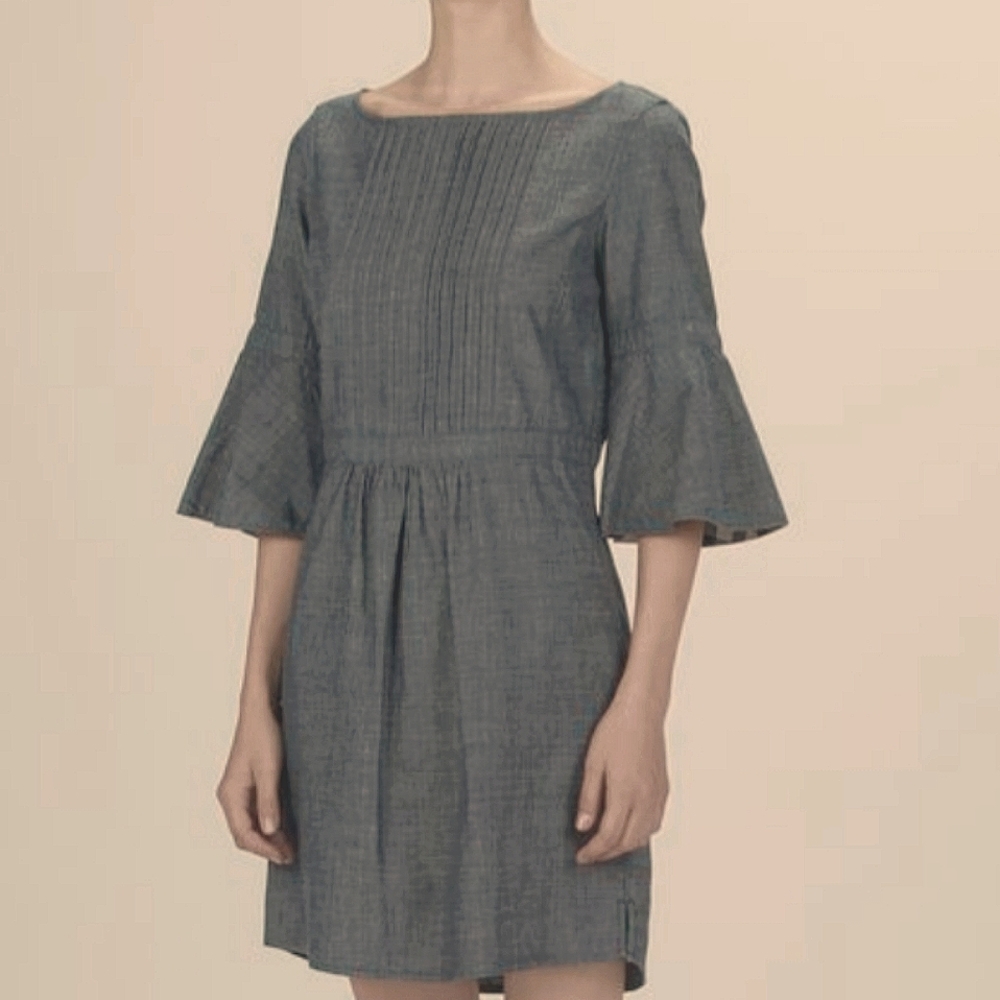 BURBERRY | Michelle Flutter-Sleeve Denim Dress. Size Small. HP! - Picture 3 of 12
